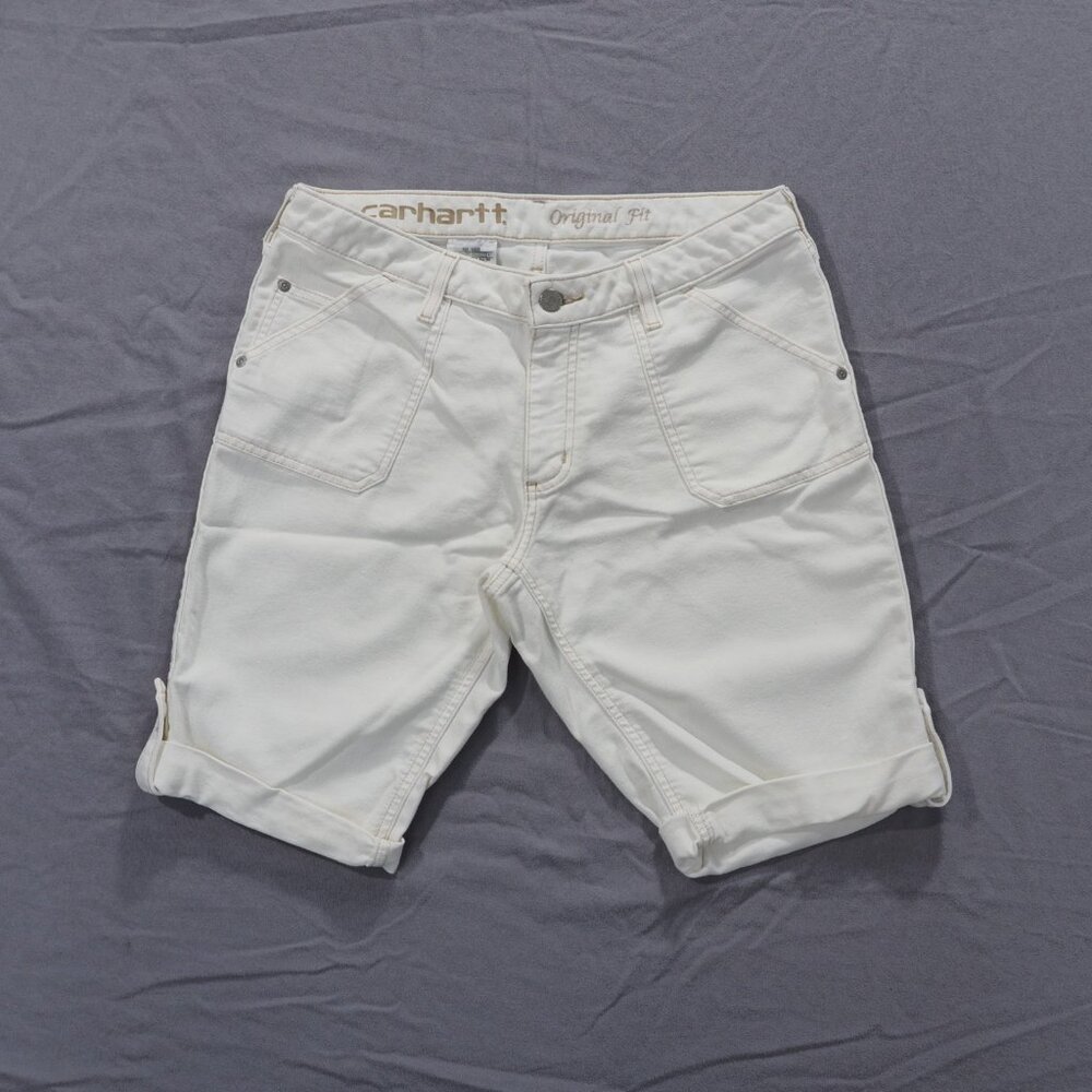 Carhartt Shorts Womens White 10 Bermuda Stretch Work Street Utility WB076 ANW